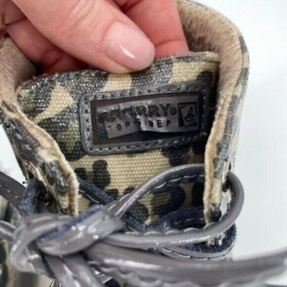 SPERRY Top-Sider Saltwater Grey Leopard Preppy Classic Duck 7.5 Rubber Rain Boot - Picture 3 of 9